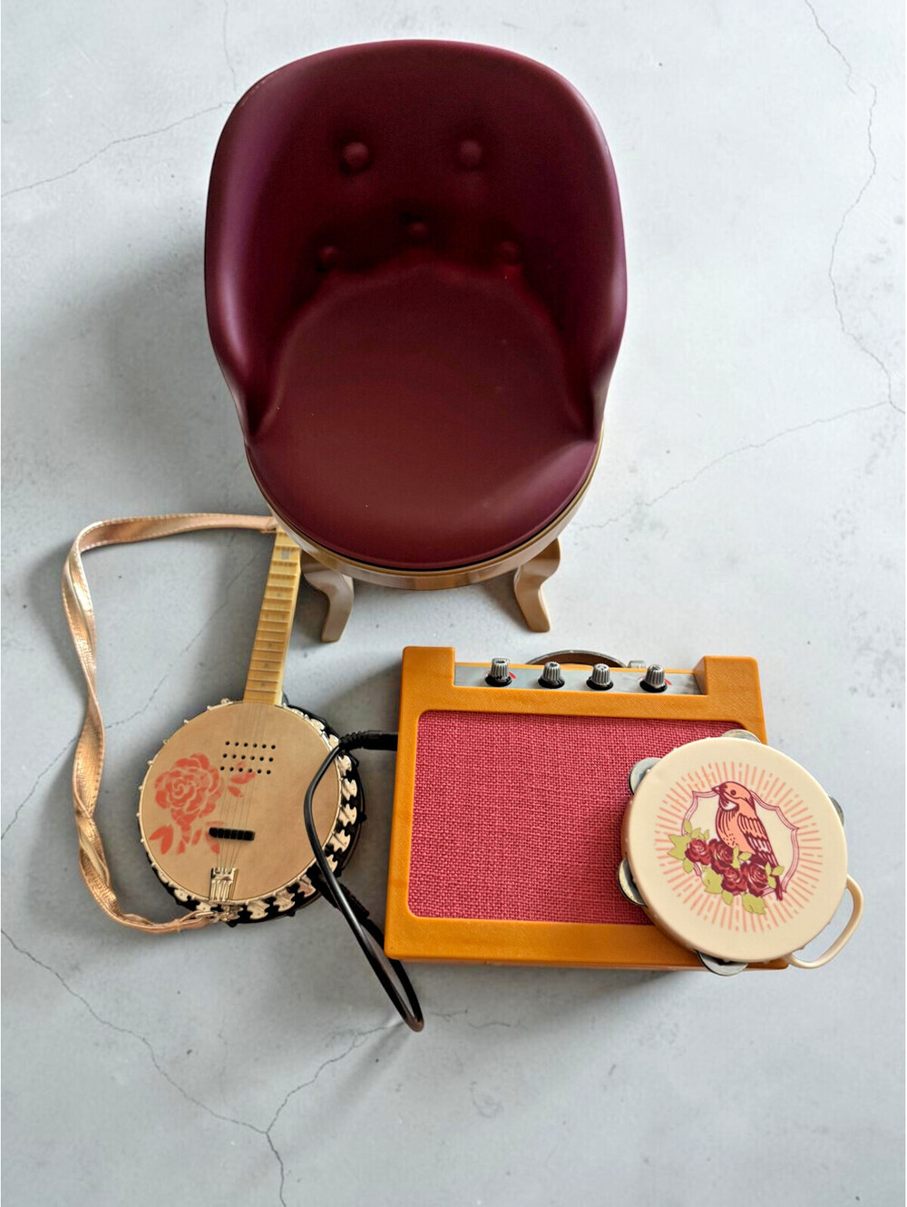 2016 American Girl Tenney Banjo Amplifier Tambourine Cord Chair Backstage